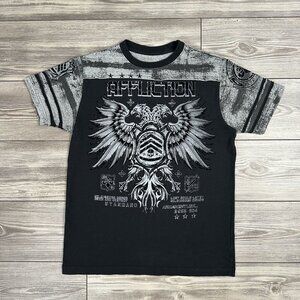 Crazy Y2K Affliction Velour Graphic T Shirt